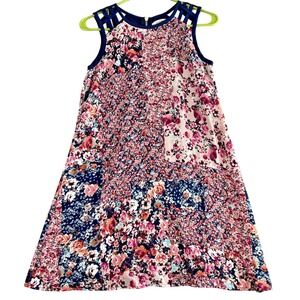 Speechless XS Blue Pink Floral Sleeveless Mini Dress Swing Coquette Garden‎